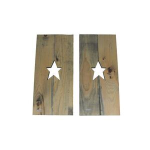 Set of 2 Rustic Cutout Star Decorative Wood Panel Wall Hangings 24 inch